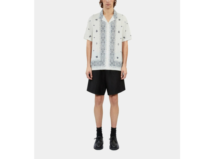 Chemise Imprimée Manches Courtes ecru navy