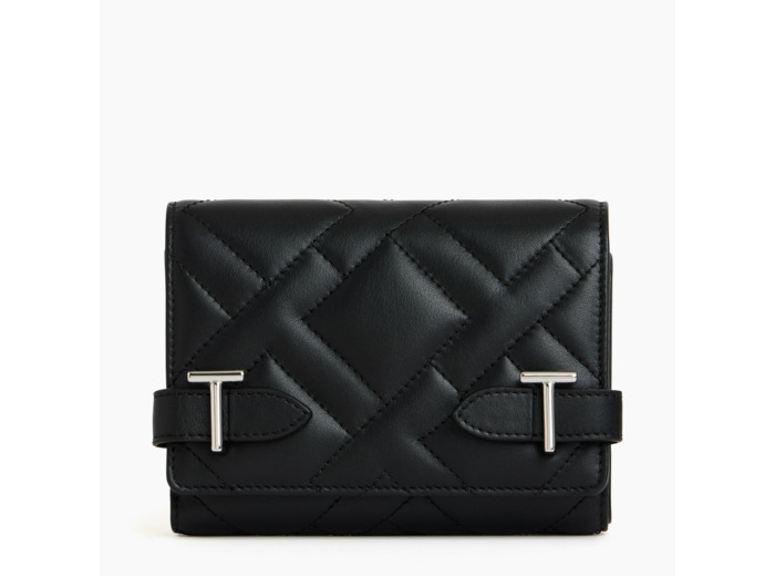 Portefeuille Emilie en cuir lisse matelassé
