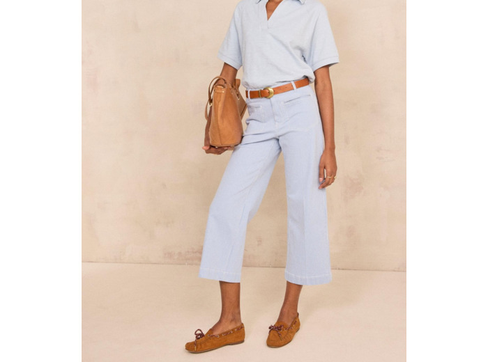 Jean cropped large à rayures ROMA BIS