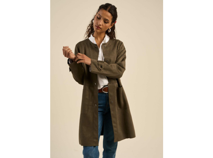 Veste longue en faux daim