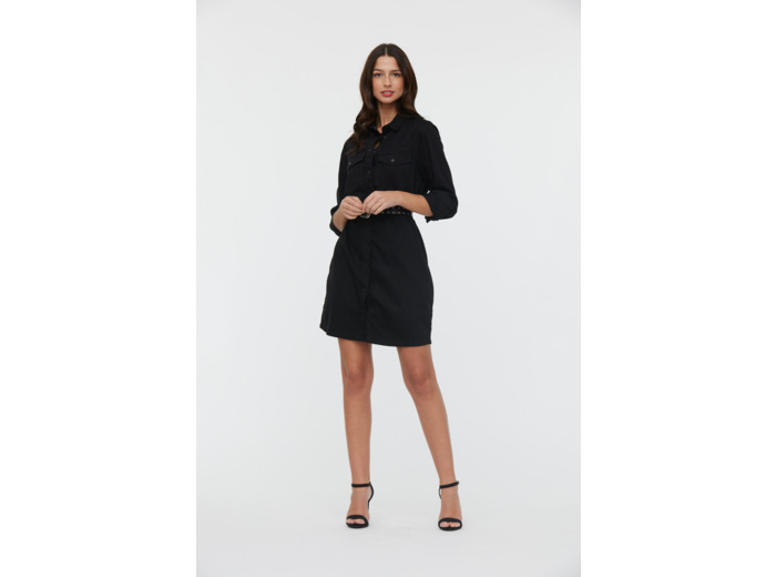 Robe chemise en jean à boutons pression et poches poitrines, en matière recyclée