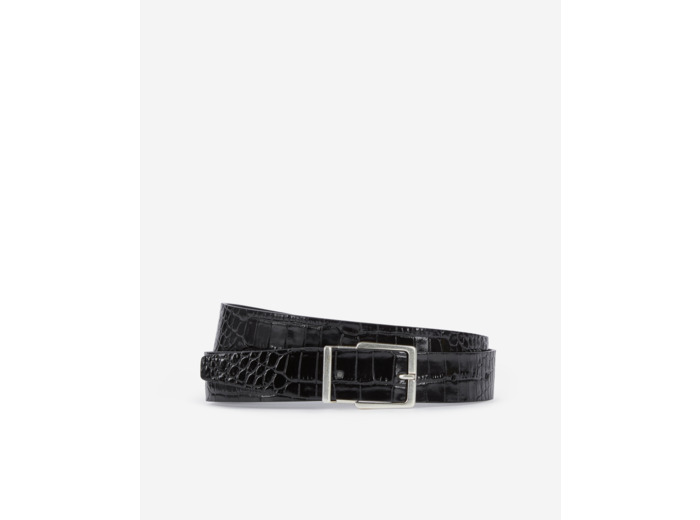 Ceinture en cuir effet crocodile noir black