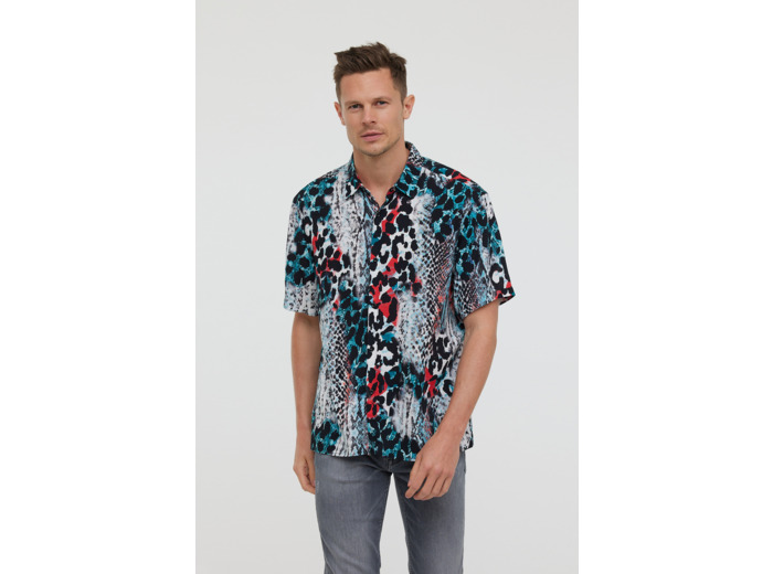 Chemise manches courtes en viscose, imprimé «Animal sauvage»