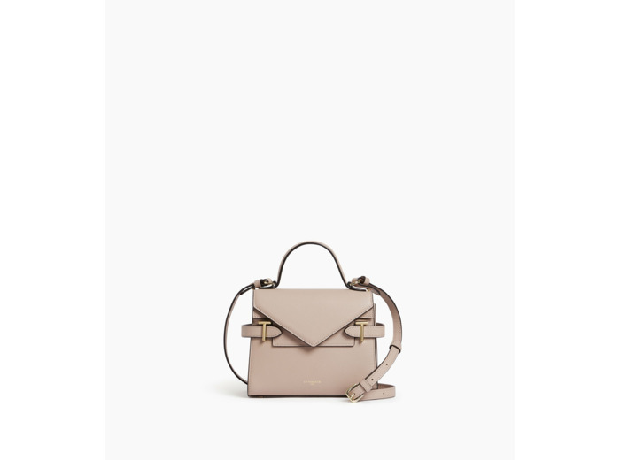 Petit sac à main double rabat Emilie en cuir grainé