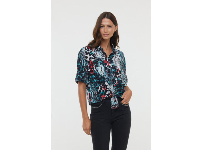 Chemise loose manches courtes allover  «Animal»