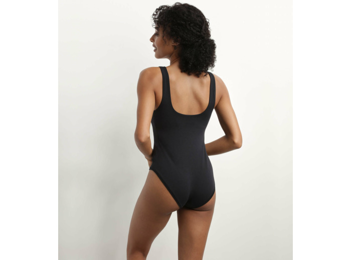 Body femme en coton modal à bretelles et décolleté carré Noir Dim Icons