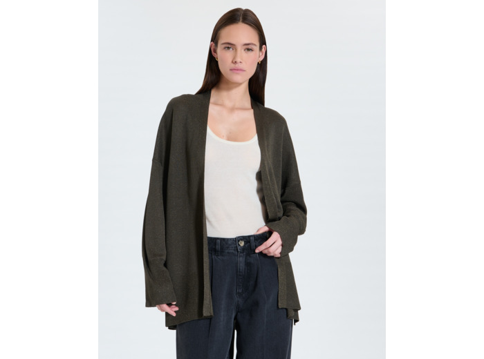 Gilet long kaki pailleté