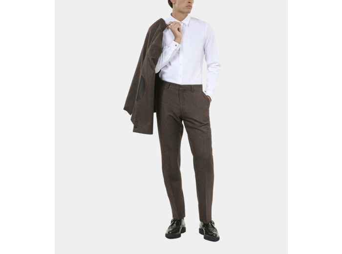 Pantalon De Costume En Laine Mélangée Marron brown