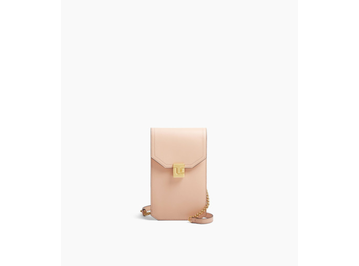 Etui téléphone à rabat Rose en cuir lisse