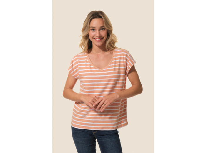 Tee-shirt rayé avec boutons épaules Giflia