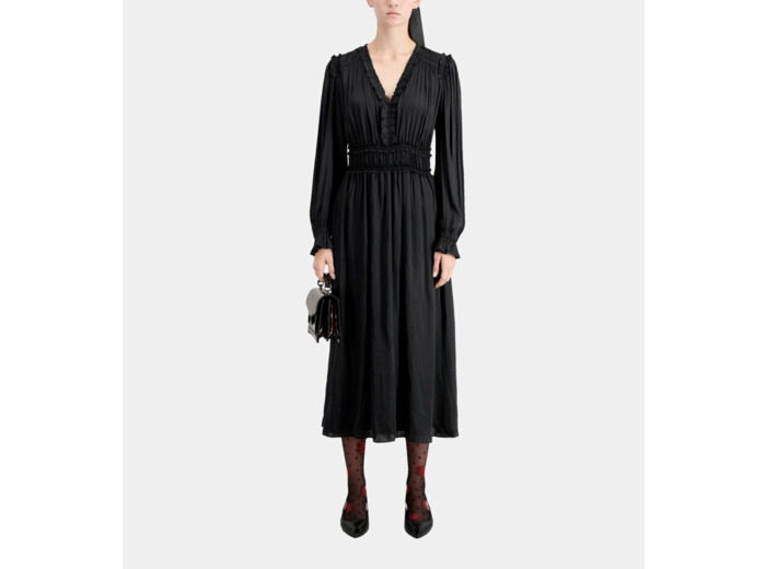 Robe Longue Noire Avec Fronces black