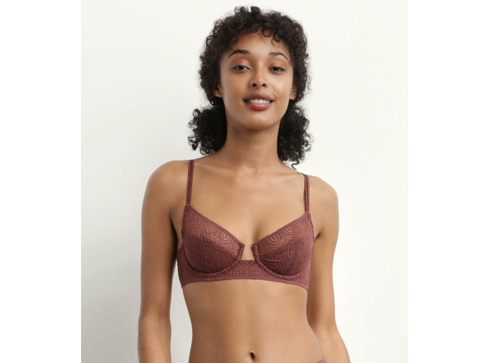 Soutien-gorge emboitant armatures dentelle graphique Cacao Mod de Dim