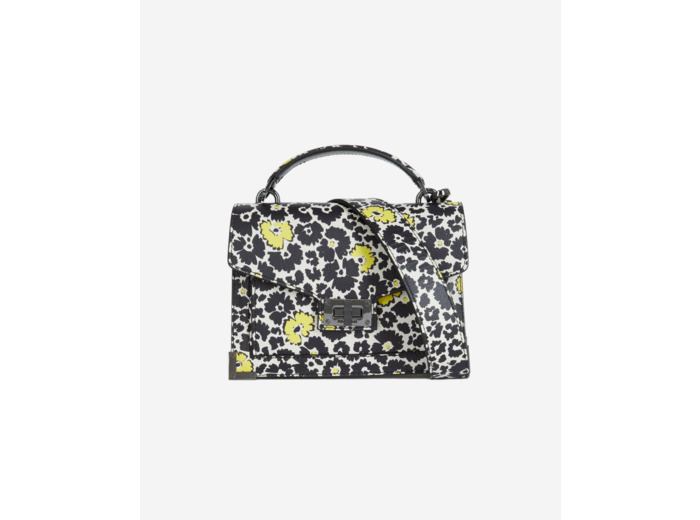 Sac Emily Cuir Imprime Fleur black / yellow / white