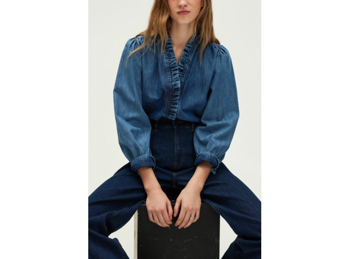 Chemise en denim à volants - CELINE
