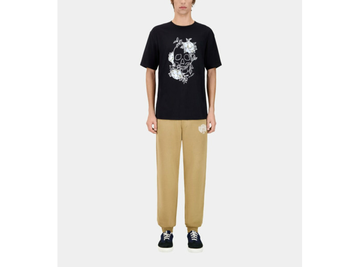T-Shirt Manches Courtes Avec Print Skull Flowers black washed