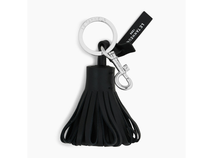 Porte clés pompons en cuir lisse