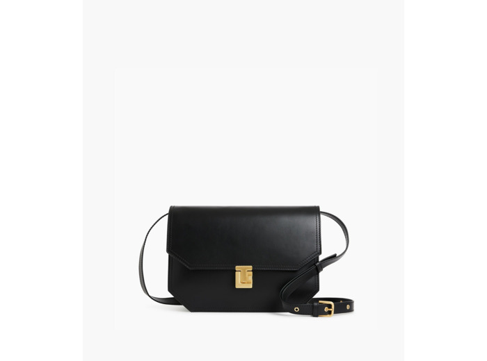 Sac bandoulière moyen modèle Rose en cuir lisse