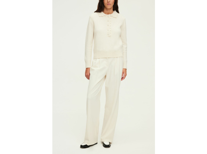 Pull polo en laine écrue - JANIRA