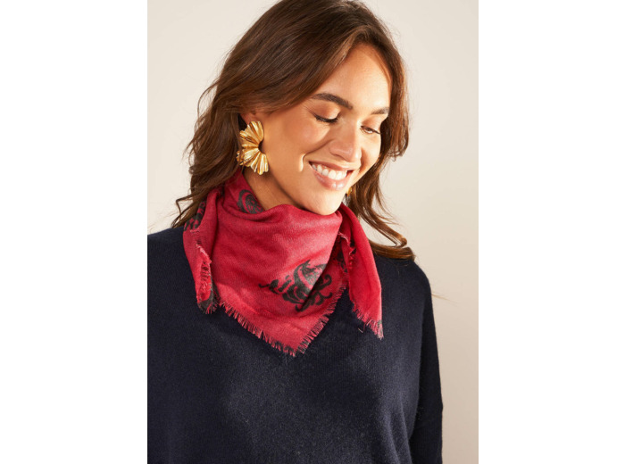 Foulard carré en laine et soie