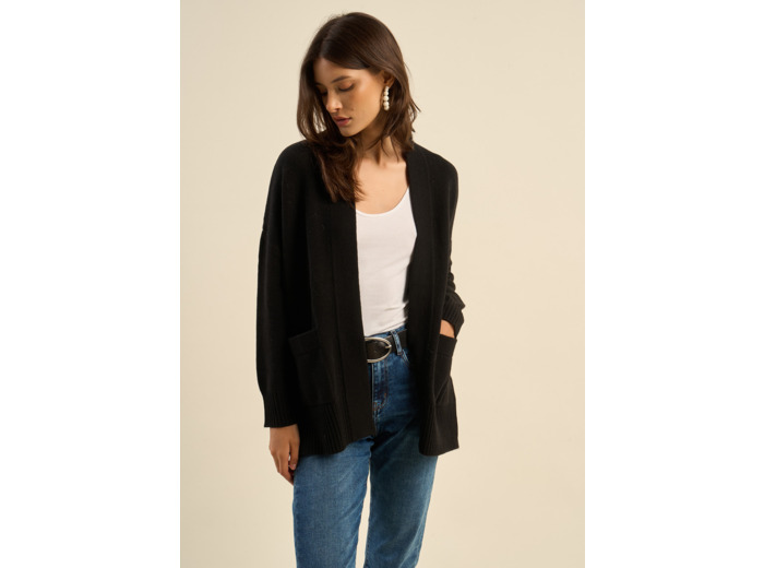 Gilet mi-long avec poches plaquées