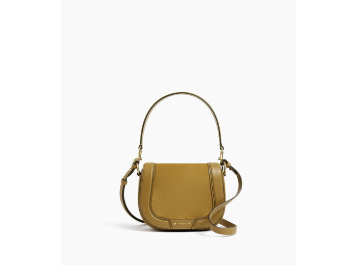 Sac bandoulière moyen modèle Ella en cuir grainé et nubuck