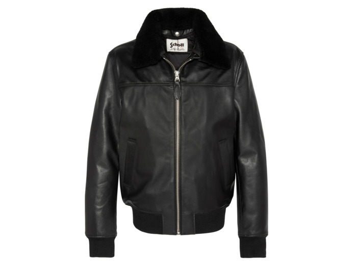Blouson pilote avec col mouton amovible, cuir de vachette