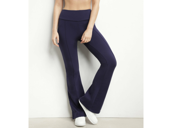 Pantalon de sport évasé pour femme en jersey stretch Bleu Dim Move