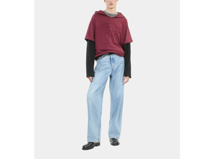 T-Shirt Manches Longues À Capuche Bordeaux burgundy