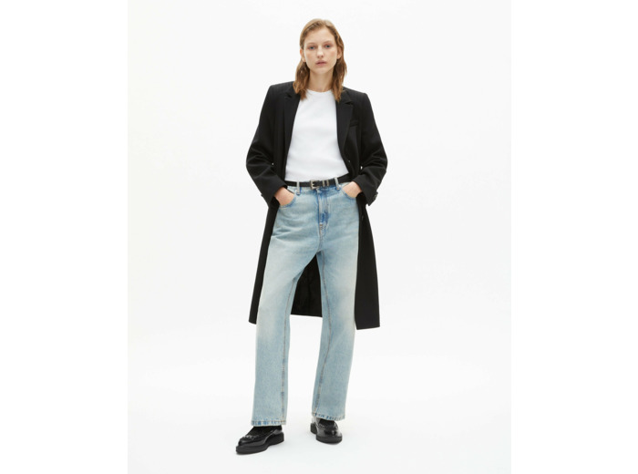 Manteau mi long avec details surpiqure black