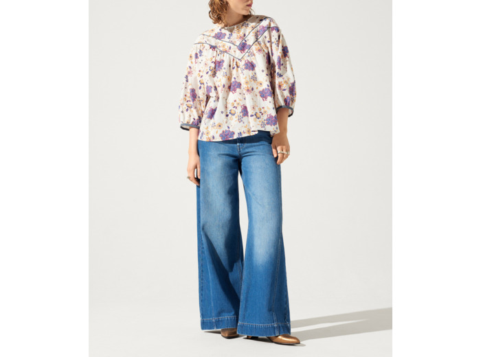 Blouse empreinte d indigo