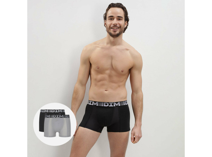 Lot de 2 boxers homme respirants Noir Gris Perle 3D Flex Air