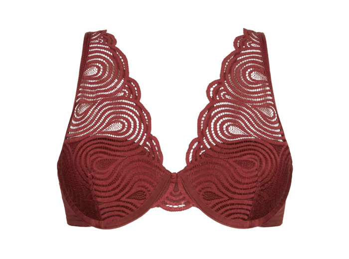Soutien-gorge foulard à armatures en dentelle vague Rouge Mod de Dim