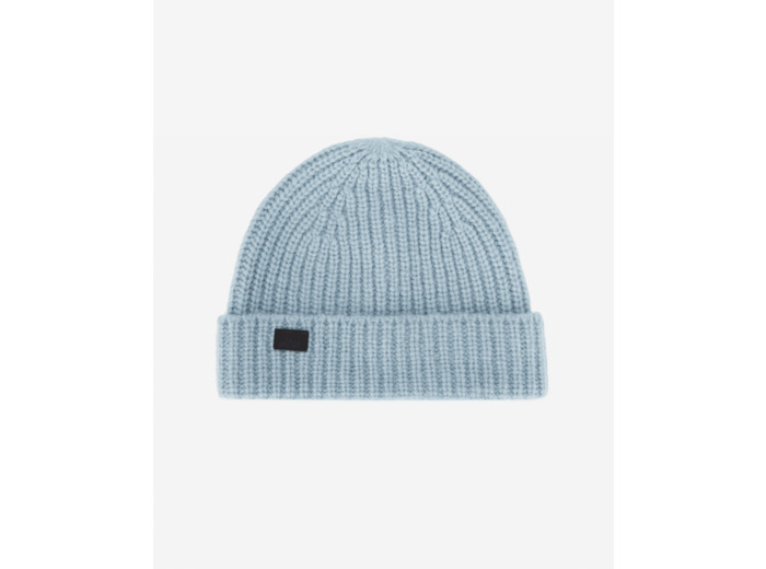 Bonnet Bleu En Mélange De Laine Côtelé blue grey