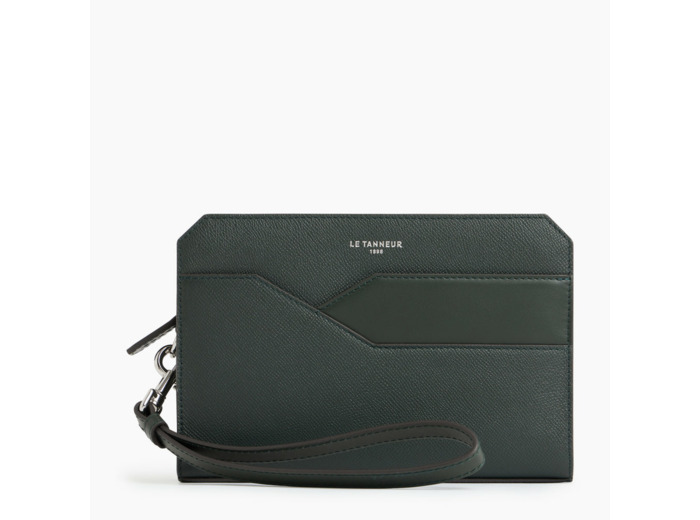 Pochette avec dragonne Gaston en cuir grain croisé