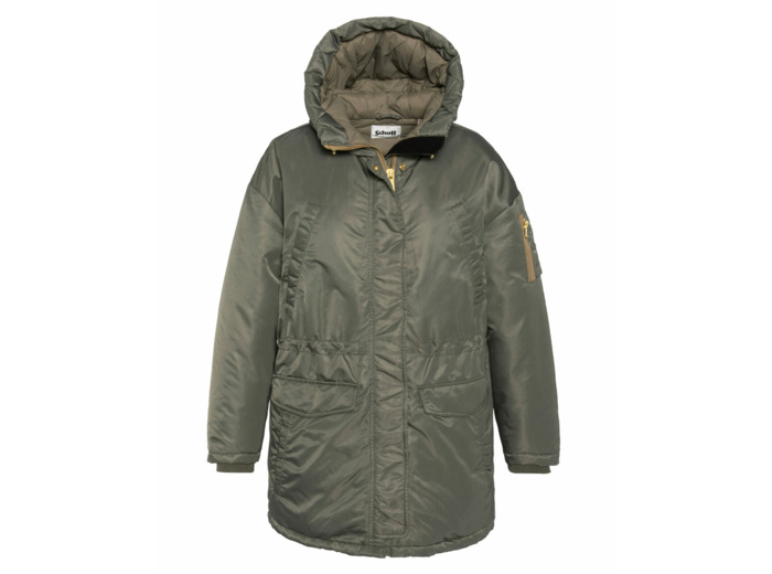 Parka oversize à capuche kaki ALENAWRS SCHOTT