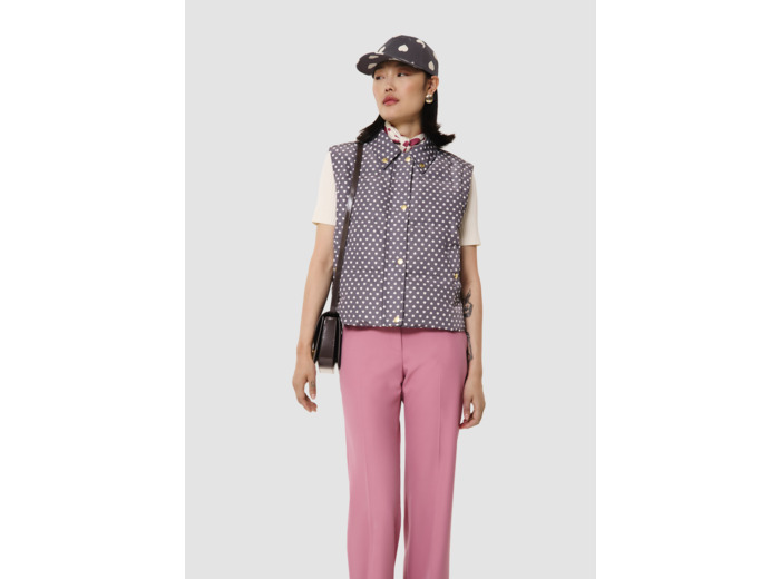 Doudoune sans manches Dora grise imprimé mini coeurs