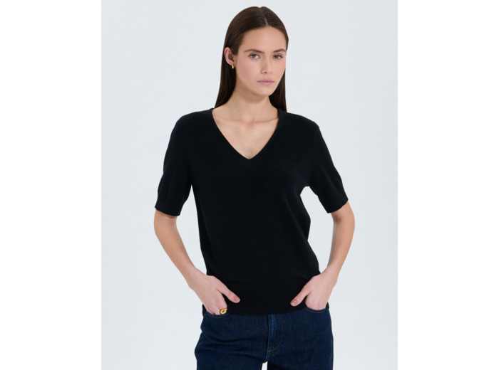 Pull manches courtes noir