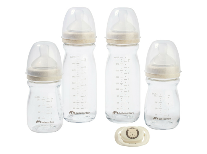 Kit 4 biberons verre  Beige