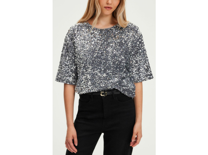 Top à sequins argentés - ALESSIA
