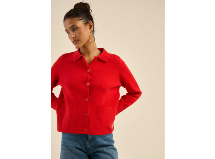 Gilet droit col chemise