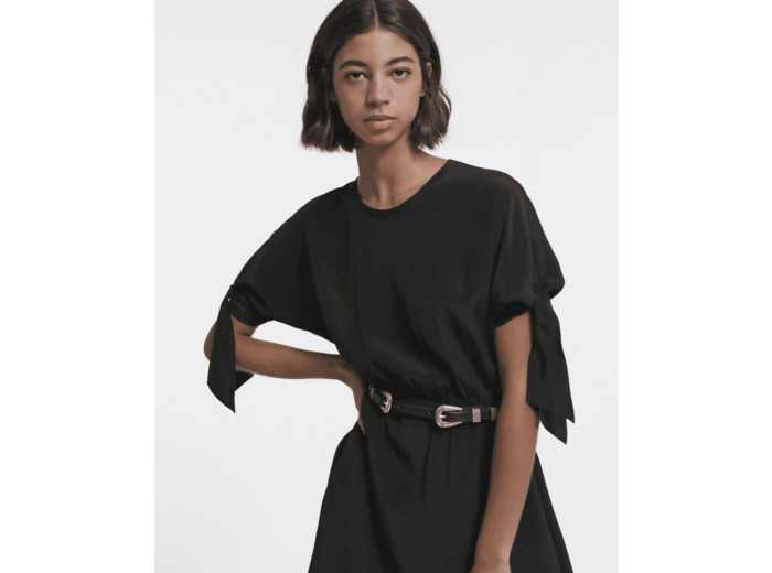 Robe Courte Manches Courtes Elastique Taille black