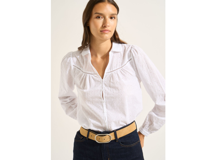 Chemisier en coton avec petites broderies anglaises