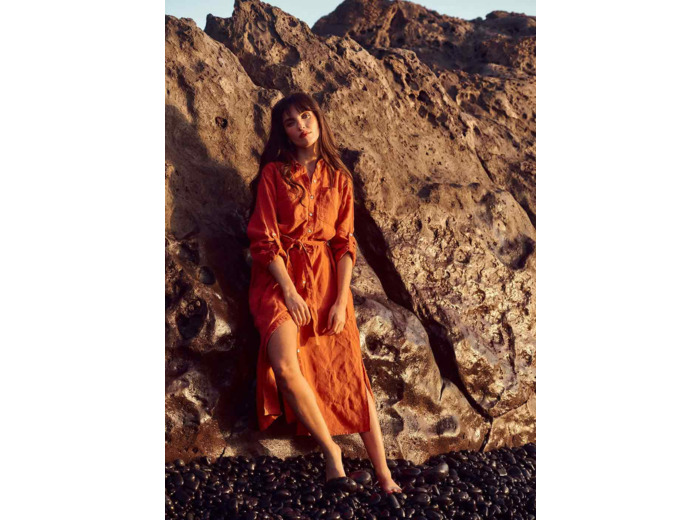 Robe midi chemise en lin