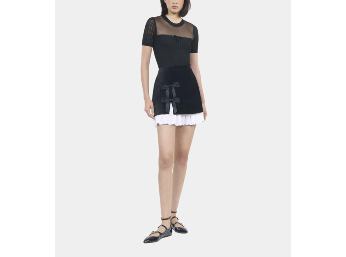 Pull En Maille Ajourée Noir black