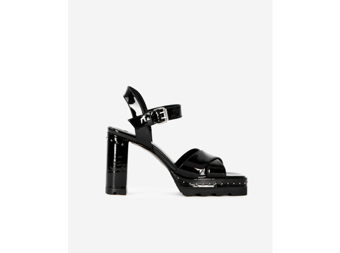 Sandales À Talons En Cuir Verni Noir black