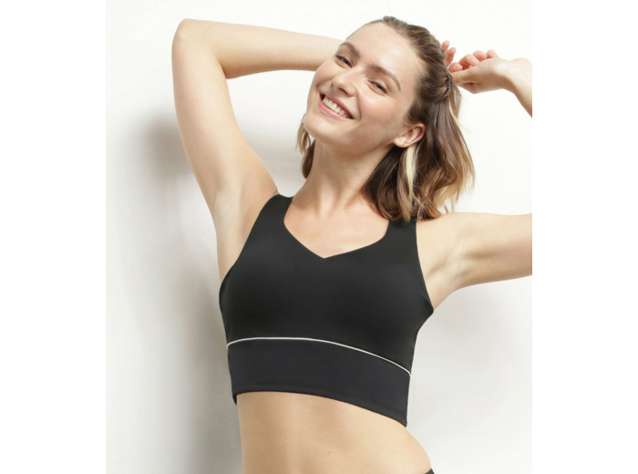 Brassière longue en microfibre sculptante noire Dim Move