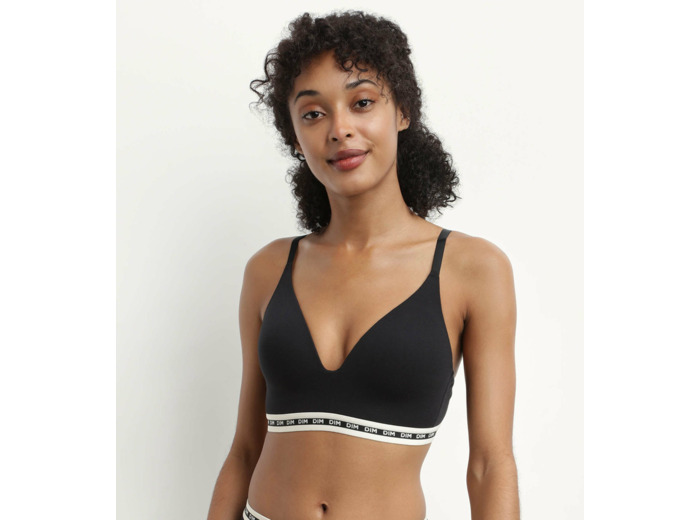 Soutien-gorge triangle en coton modal Noir à bonnets moulés Dim Icons