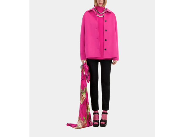 Fringe Double Face Jacket fushia