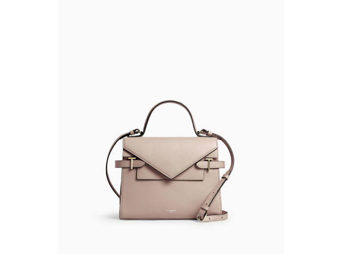Sac à main double rabat moyen modèle Emilie en cuir grainé