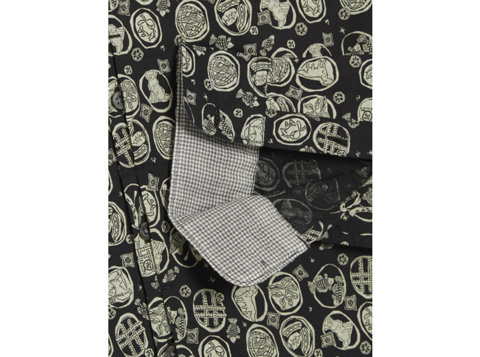 Chemise slim noir / ecru